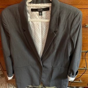Kensie large grey blazer polka dot sleeve